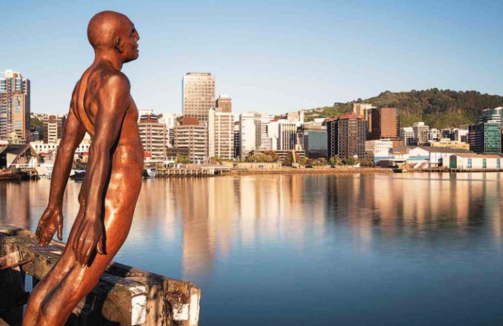 Waterfront statue of man in Wellington