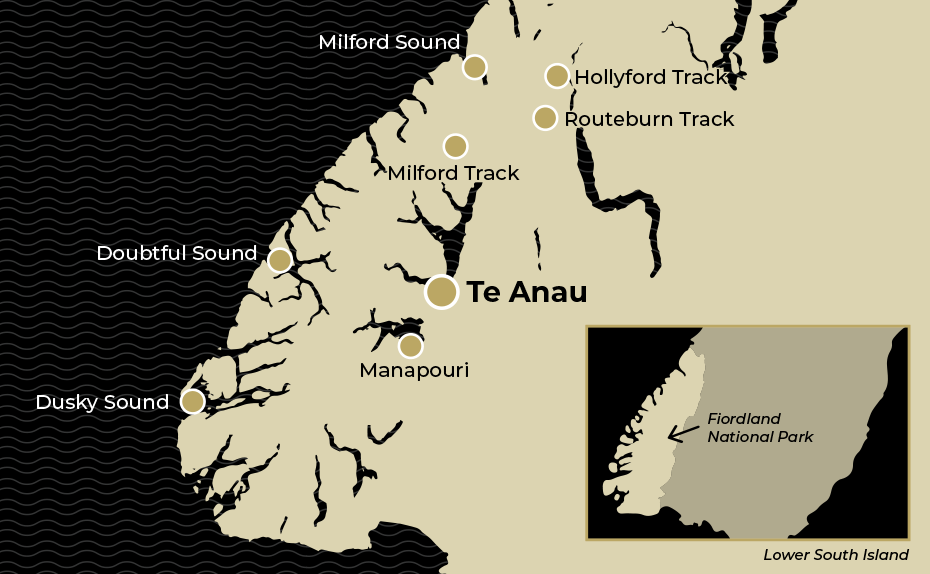Map showing Fiordland region