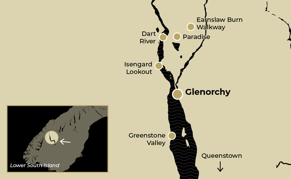 Map Showing Glenorchy area of Central Otago
