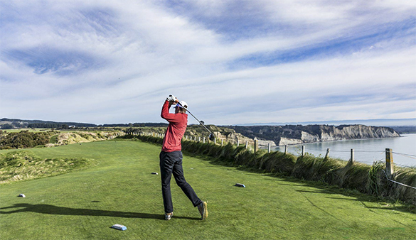 Teeing off at Cape Kidnappers
