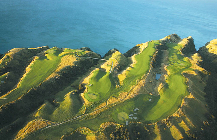Aerial shot of the golf course Cape Kidnappers