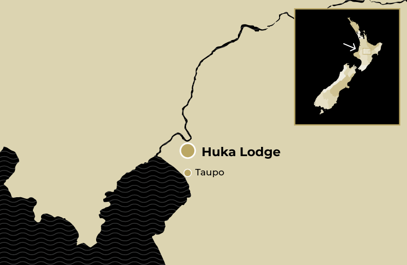 Map showing location of Huka Lodge