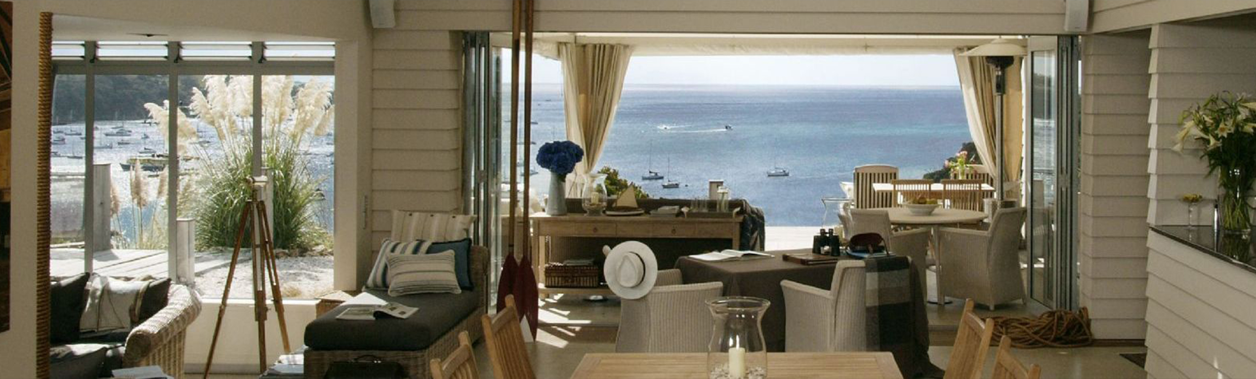 Elevated ocean views at The Boatshed Boutique Accommodation Waiheke Island.