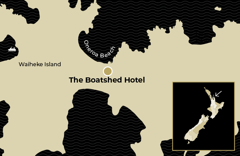 Map for Boatshed Hotel Waiheke Island location