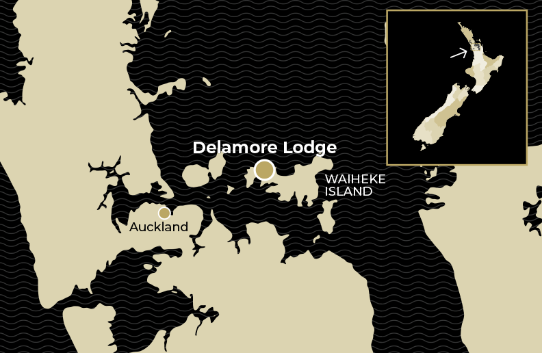 Resort Location Map for Delamore Lodge, Waiheke Island