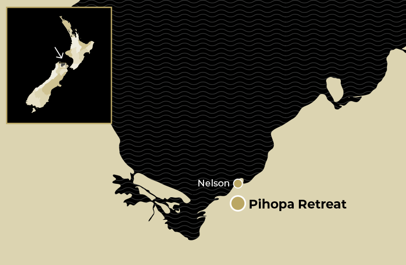 Resort Location Map for Pihopa Retreat in Nelson