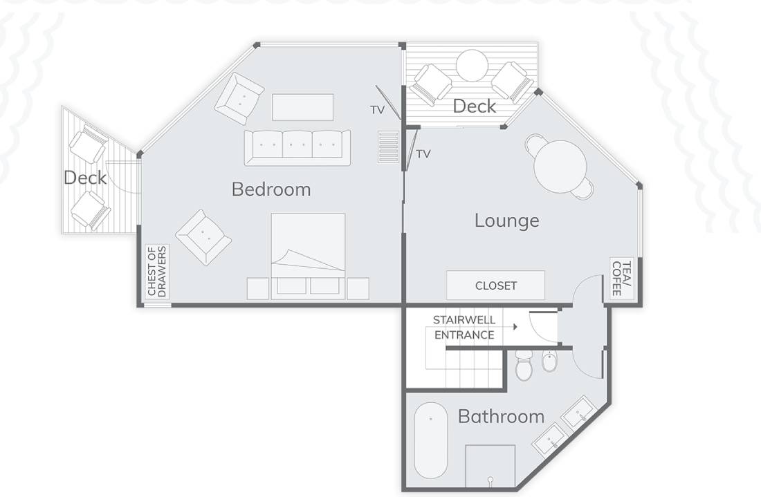 Solitaire Lodge’s Tarawera room layout