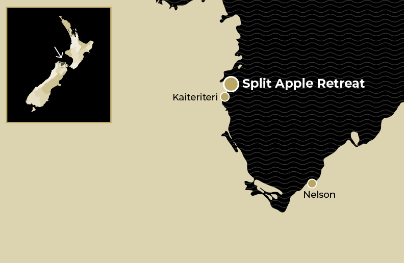 Resort Location Map for Split Apple Retreat near Kaiteriteri in Tasman