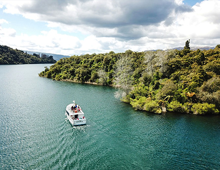 Totally Tarawera boating exploring the lake