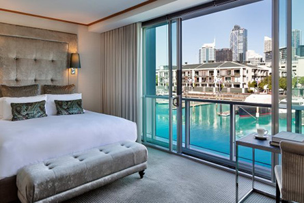 Marina view room at the Sofitel Auckland Hotel