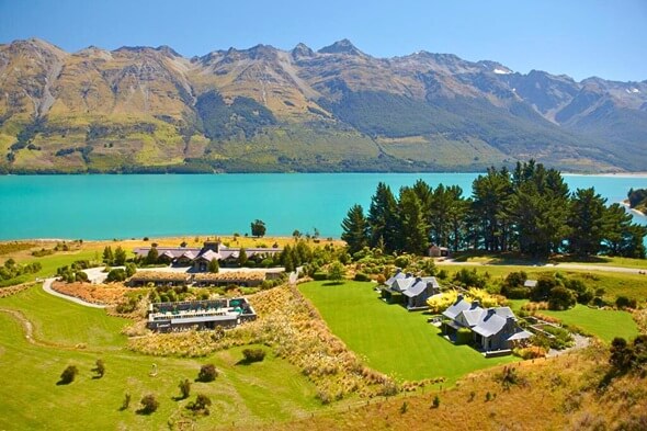 Aerial view of Blanket Bay Glenorchy